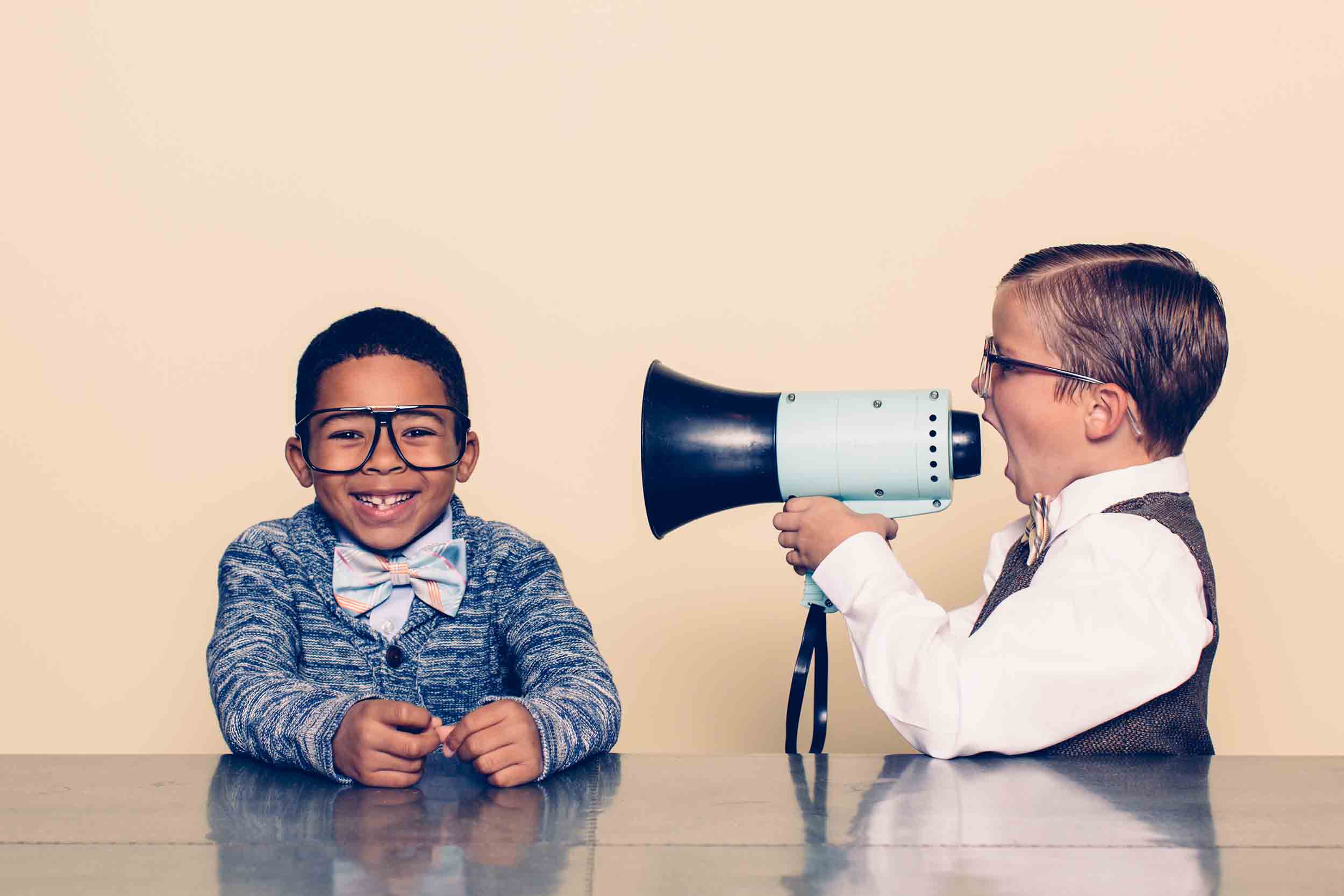 Boys with megaphone